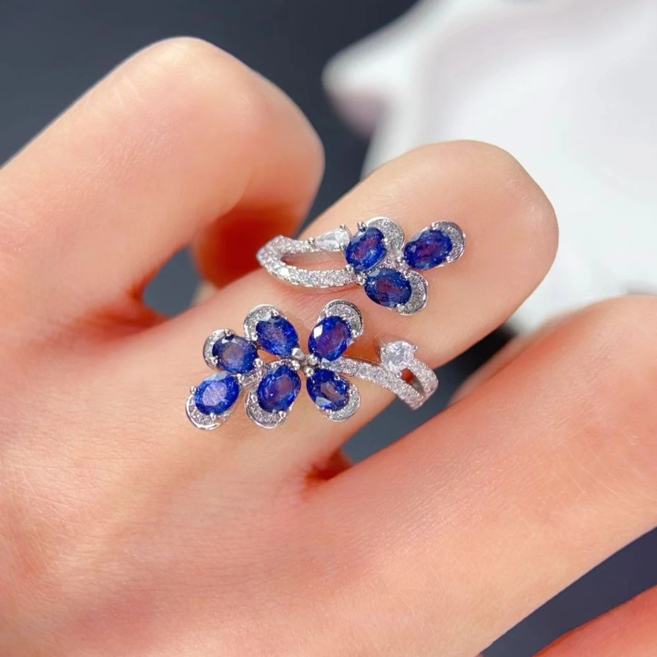 

Luxury Natural Blue Sapphire Ring with Certificate Solid 925 Silver Sapphire Ring for Wedding Women Birthday Gift