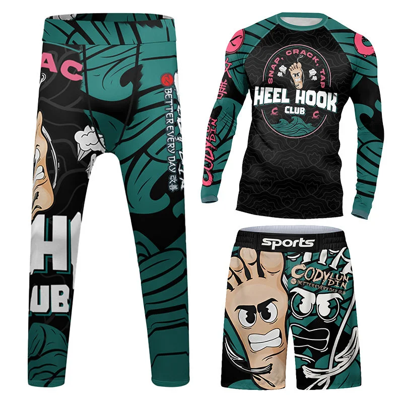 Abbigliamento Sportivo per Bambini MMA BJJ Muay Thai, Completo da Allenamento e Corsa, Rashguard per Ragazzi, Tuta da Boxe e Jiu Jitsu, Abbigliamento da Palestra per Bambini