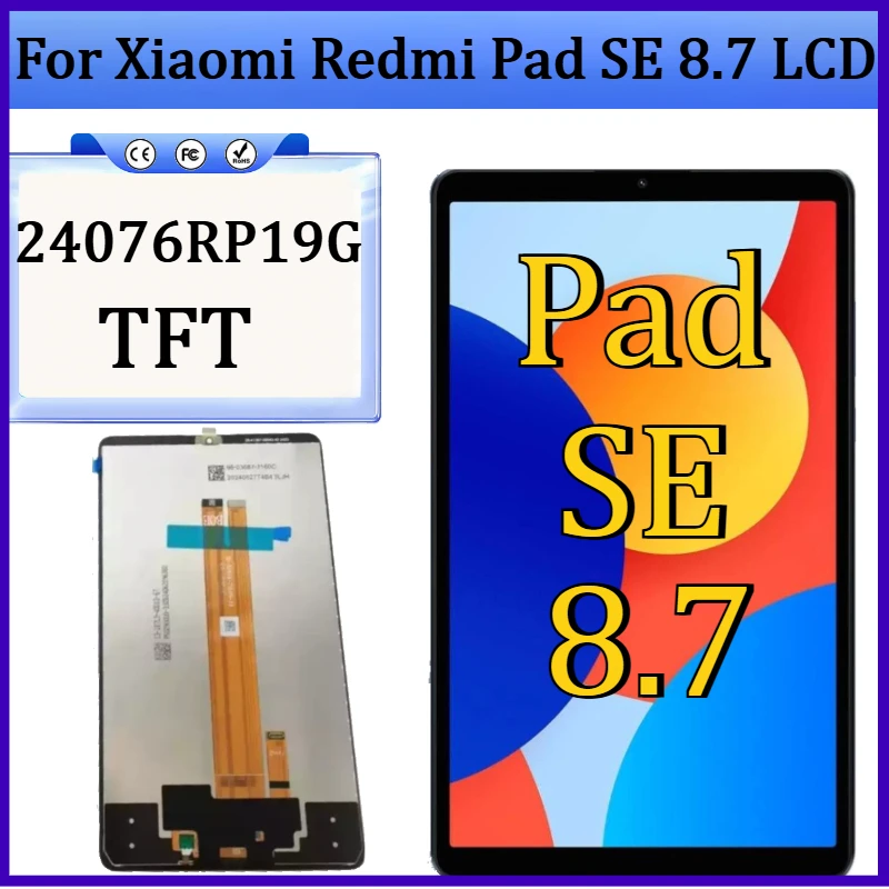 

New TFT For Xiaomi Redmi Pad SE 8.7 LCD Display Touch Screen Digitizer Glass Panel Full Assembly Replacement Repair Parts