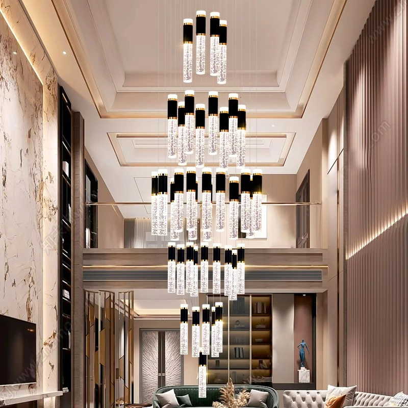 

Modern Black Long strip Bubble glass LED Chandeliers lustre Bundle Ceiling for living room hanging light indoor lighting