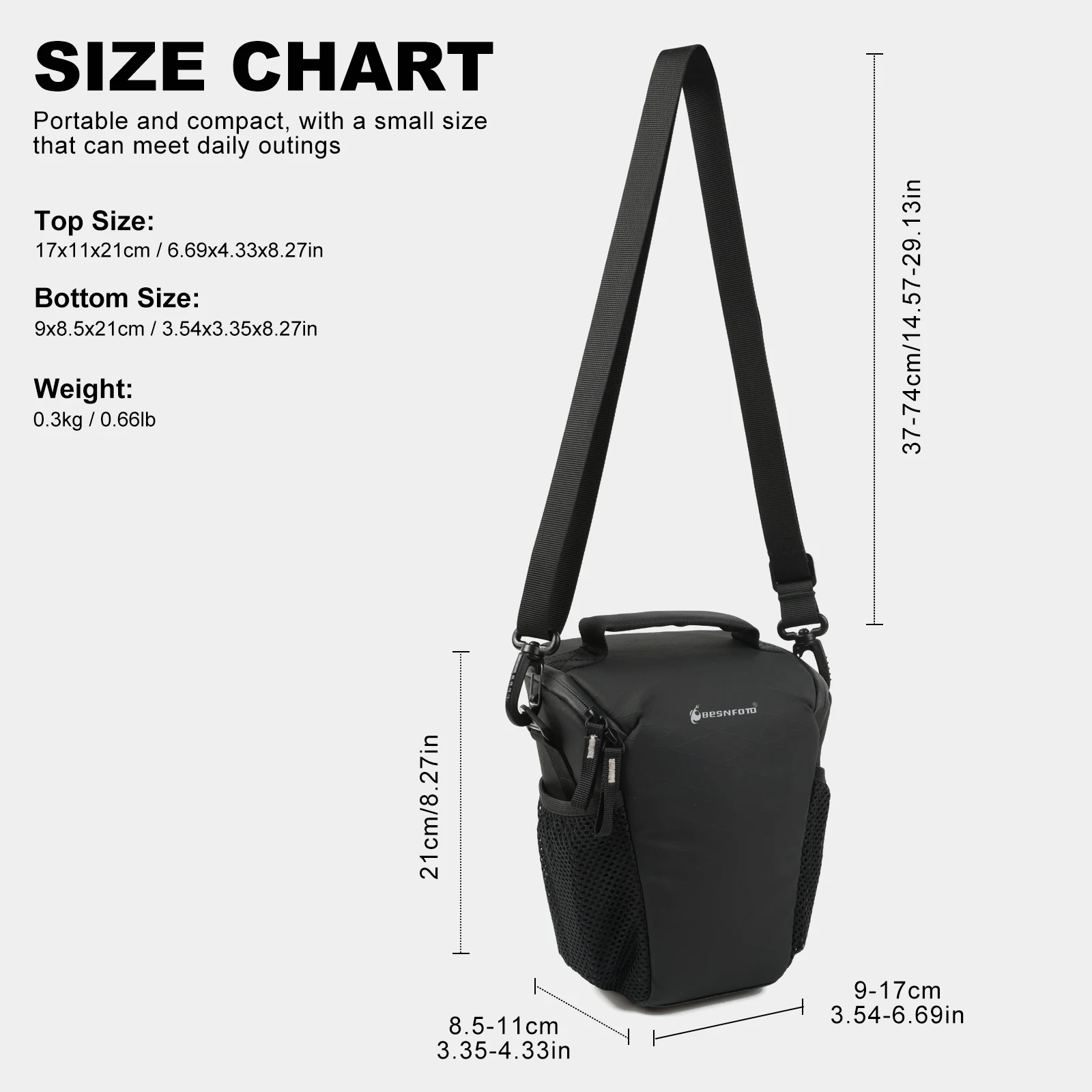 Besnfoto Waterproof Photography Backpack for Mirrorless DSLR and GoPro - Compact Lightweight Crossbody Shoulder Fanny Pack Case