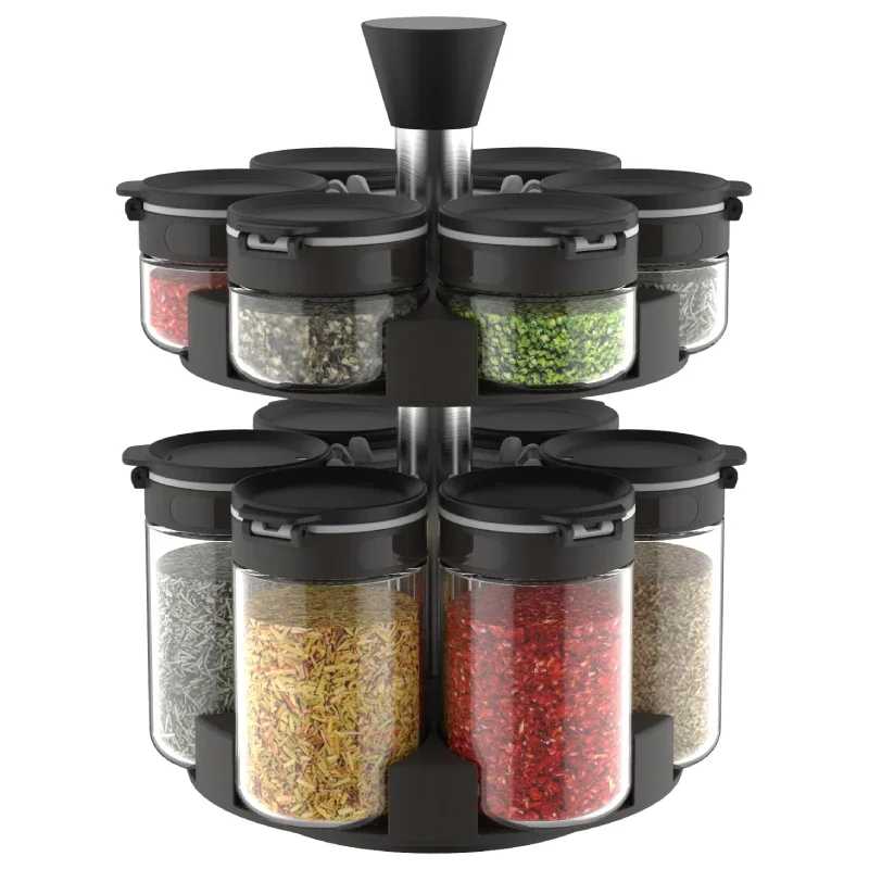 

countertop 2 floor kitchen 12 seasoning tank rotatable seasoning rack organizer,