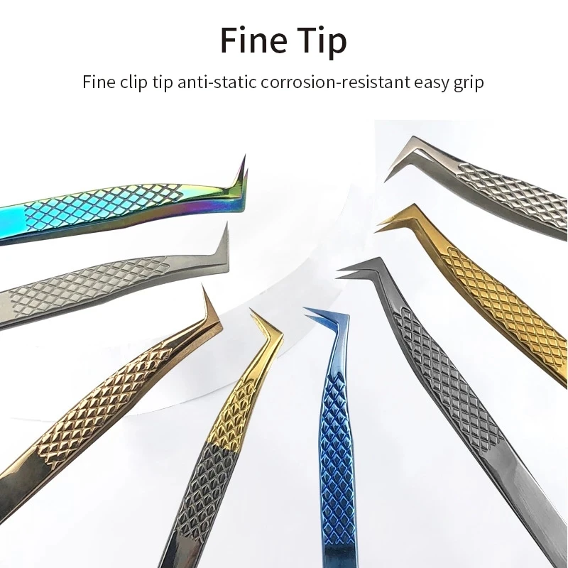 1Pcs Eyelashes Tweezers Stainless Steel superhard High Precision Anti-static tweezers for Eyelash Extensions Lashes tools
