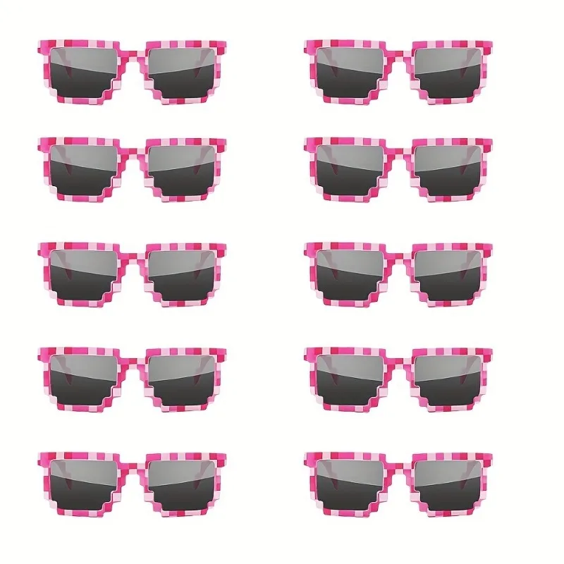 10-pack 8-bits pixel gamerbril, decoratieve bril met kunststof frame, feestartikelen - afbeelding 1