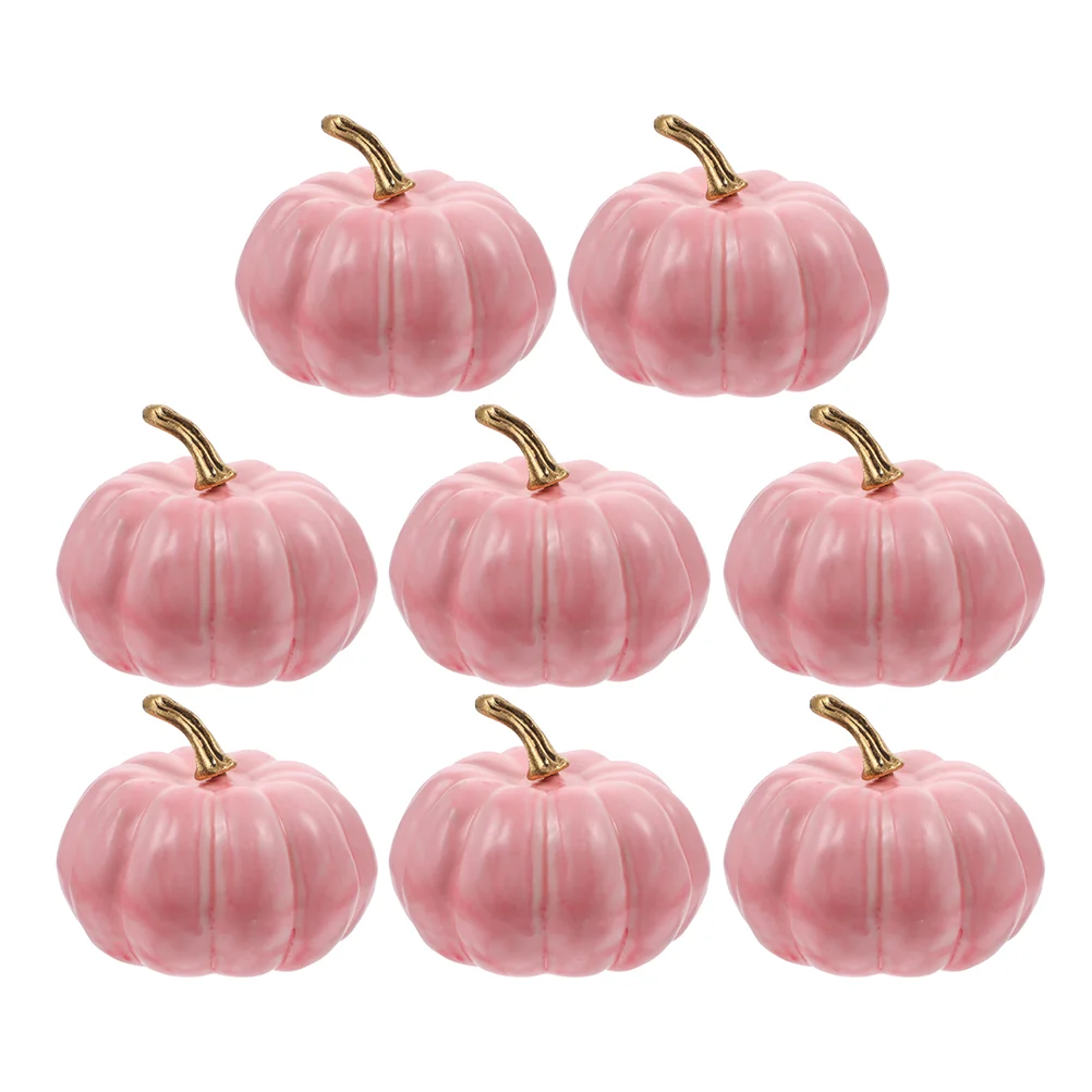 

8 Pcs Realistic Pumpkin Decoration Props Halloween Decorations Simulated Mini Pink