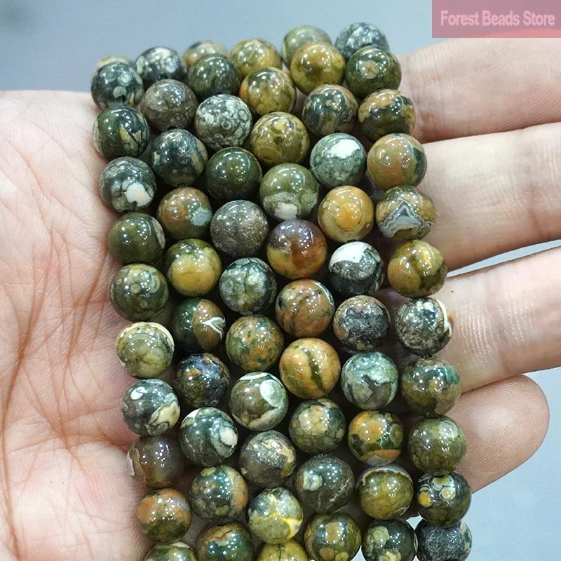 Natural Old KAMBABA Jaspers Round Loose Spacer Pearls Beads For Jewelry Making DIY Bracelet Accessories 15'' 4 6 8 10 12MM