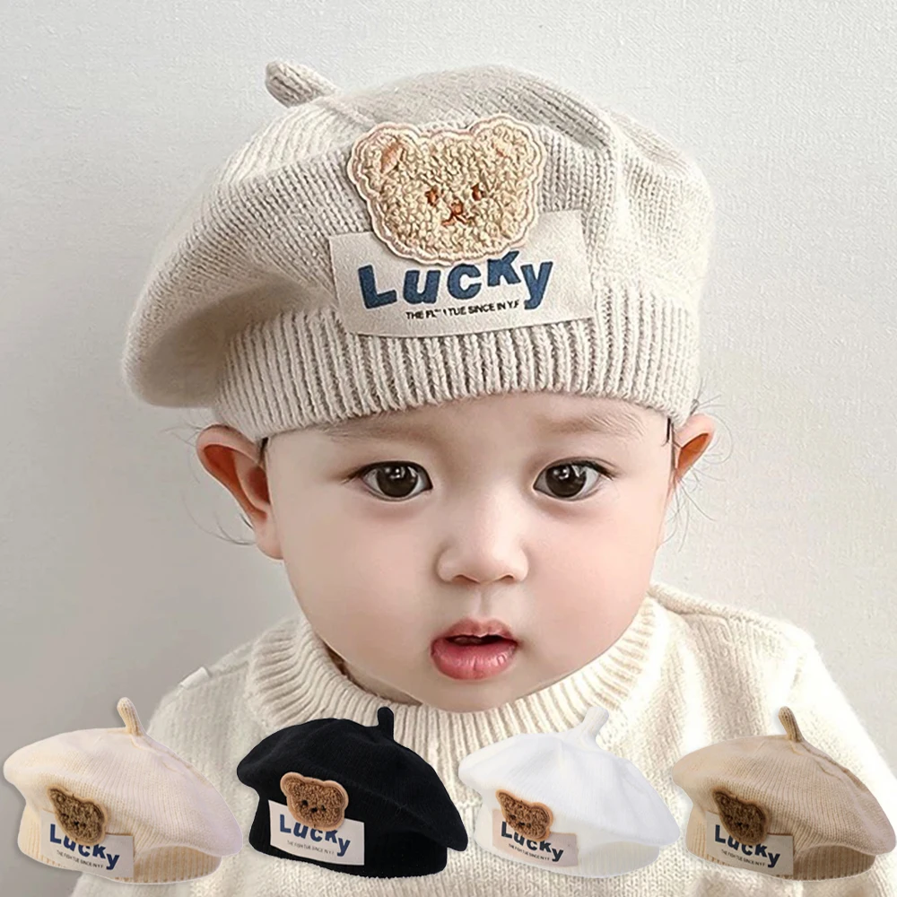 Cute Baby Berets Wool Knitting Beret Hats French Flat Plaid Top Kids Caps Versatile Soft Knitted Autumn Winter Outdoor Warm Hat