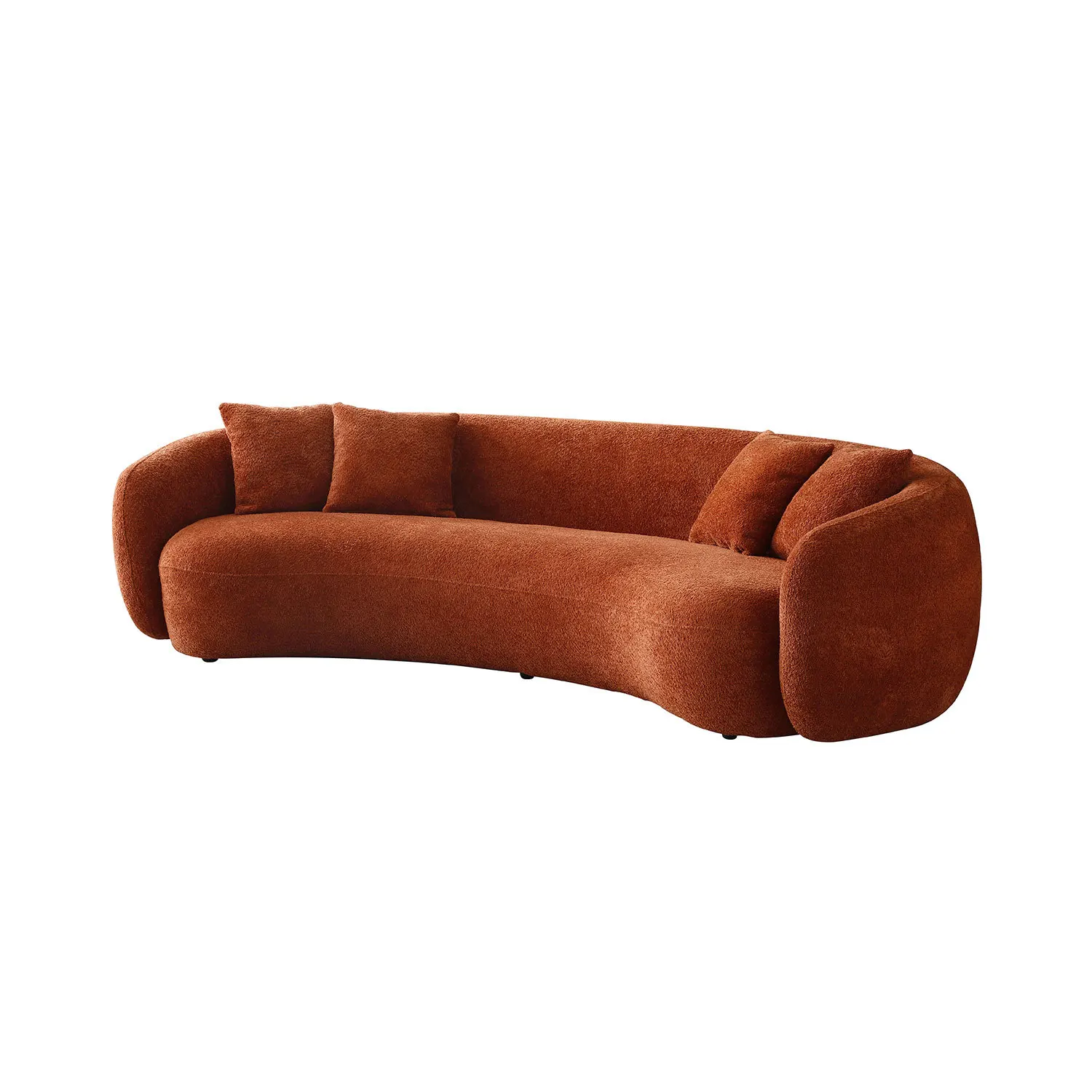 

102" 5-Seater Modern Curved Sectional Sofa in Teddy Fleece Orange