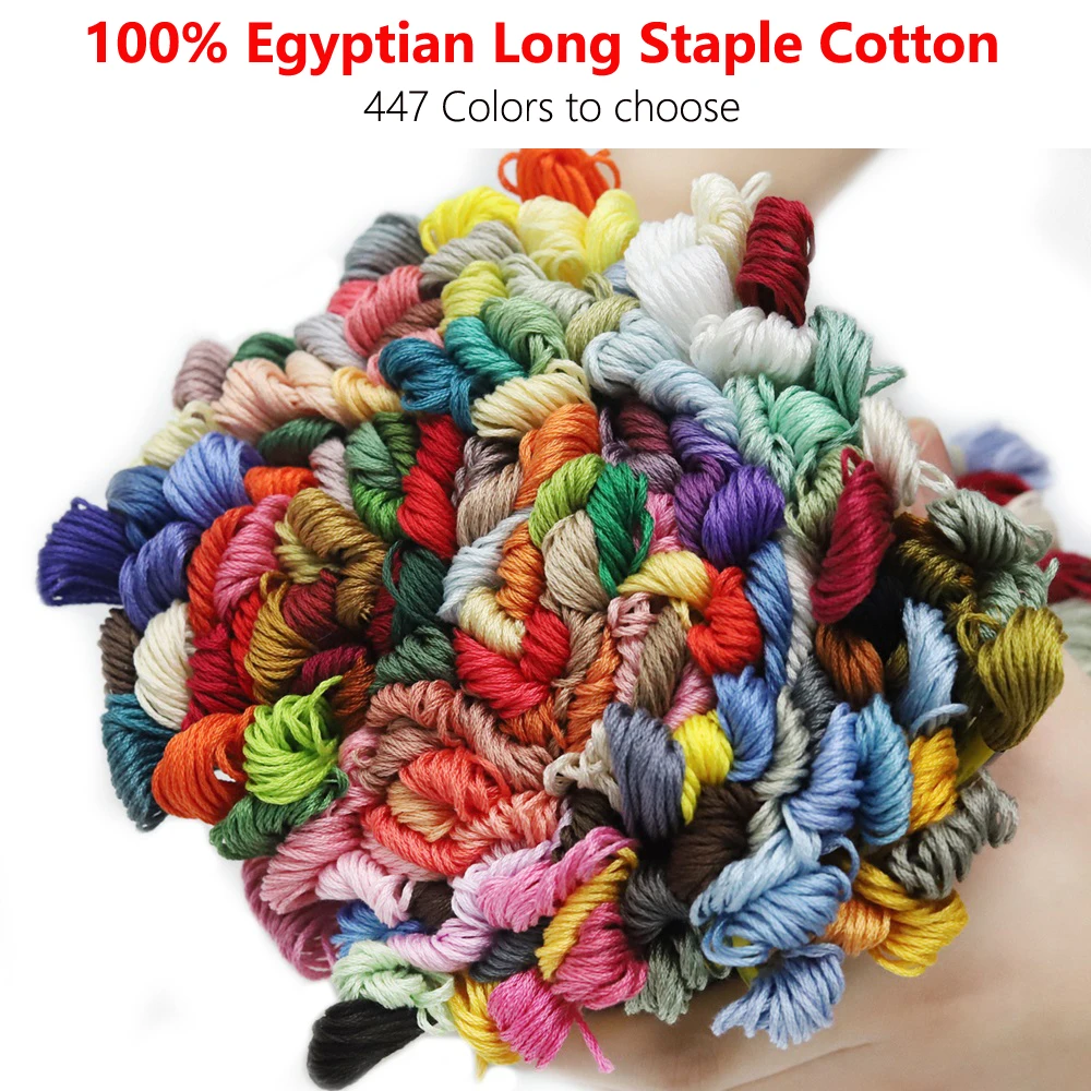 447 Colors To Choose 100% Egyptian Long Staple Cotton Embroidery Floss 6pcs/set 8 Meters/floss for Cross Stitch Embroidery Work