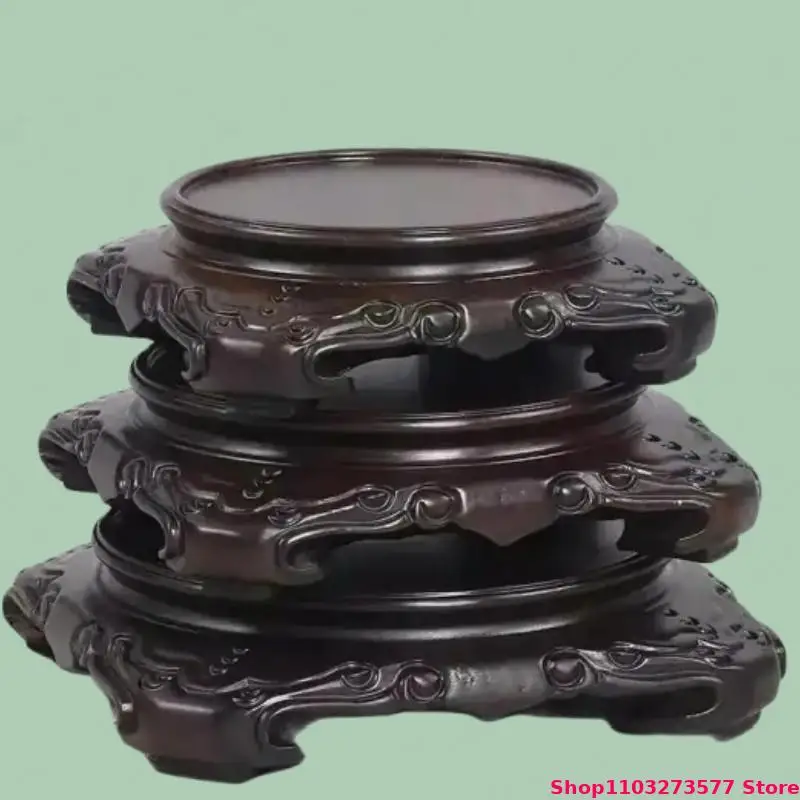 Solid Wood Carved Decorative Pedestal Vase Flower Pot Display Base Miniature Model Sculpture Decorative Frame Fish Tank Base