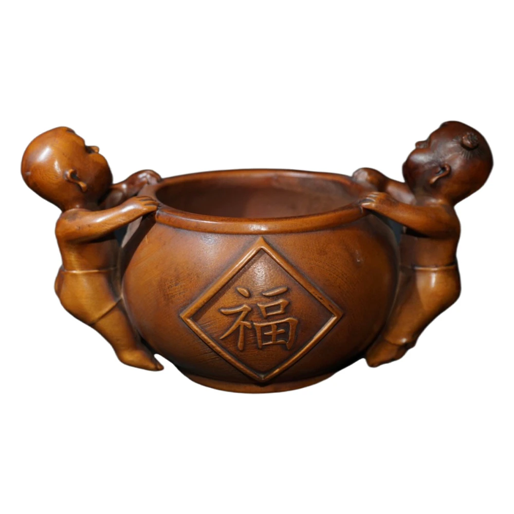 Figurine chinoise sculpture brûleur d'encens en bois sculpté fertilité bénédiction joie famille harmonie progéniture abondance Bliss Unity Deco