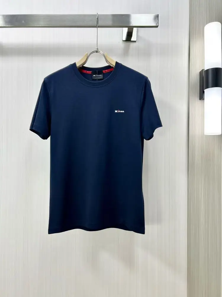 

Kiton Men's round Ne ort Sve T-irt Letter Print Versatile Spring Summer Faionable Casual Comfortable Breathable