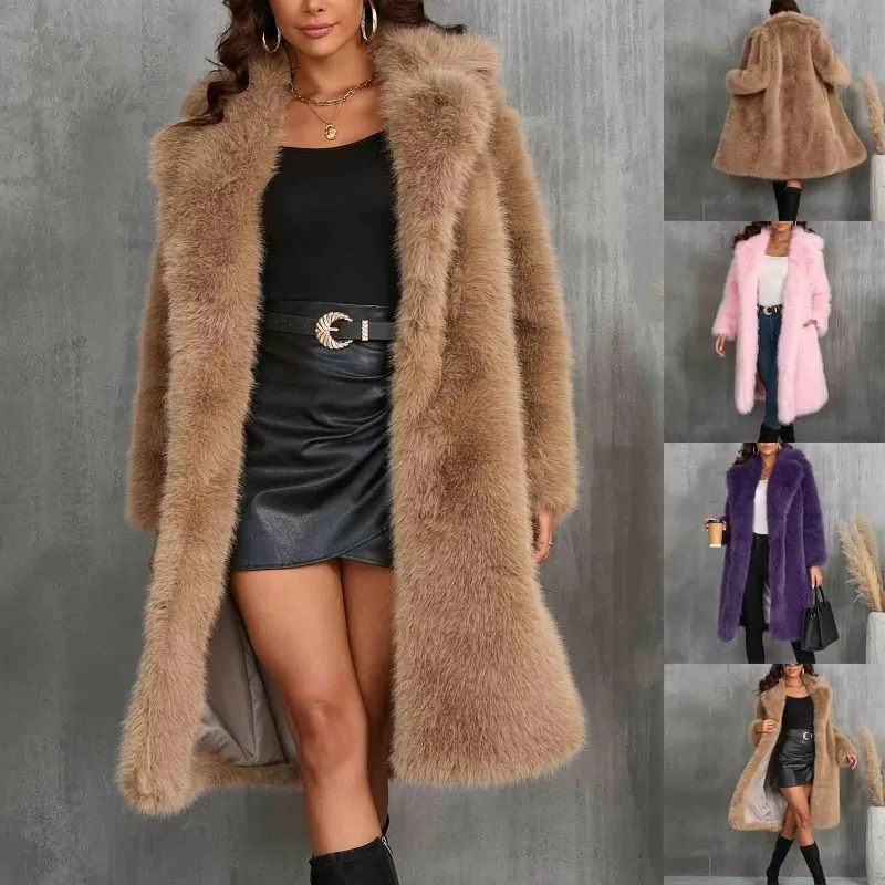 Women Autumn Winter Double Fleece Cardigan Jacket Solid Color Long Sleeve Plush Warm Hooded Oversized Coat