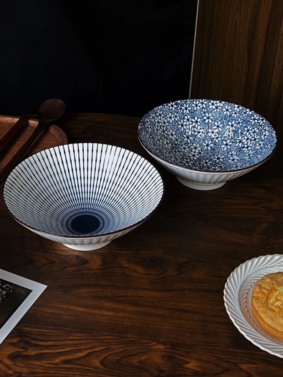 Tazón de sopa de estilo japonés pintado a mano de an tamaño, diseño de pescado, tazón de ramen, tazones de uso fliar par...