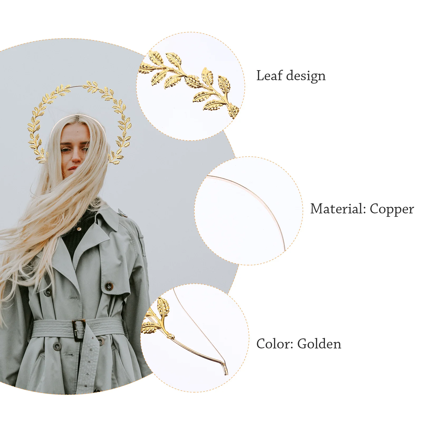 

Ретро повязка для волос, медная двухслойная повязка на голову, элегантный свадебный аксессуар для волос, головной убор ручной работы с золотым листом