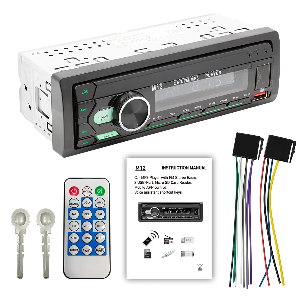 

DuoDton Car Radio Stereo Player Digital Bluetooth MP3 Player M12 60Wx4 FM Audio Stereo Music USB/SD with In Dash AUX Input