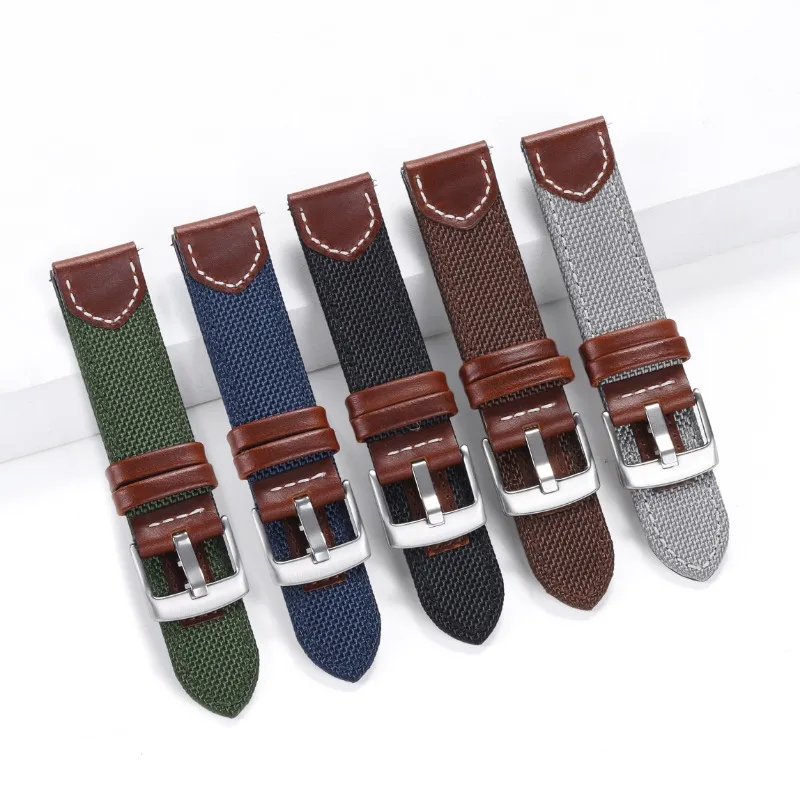 20/22mm West Cowboy Genuine Retro Nylon Leather Strap for Samsung Galaxy Watch Gear S2 S3 for Amazfit Bracelet Sport Watch Band