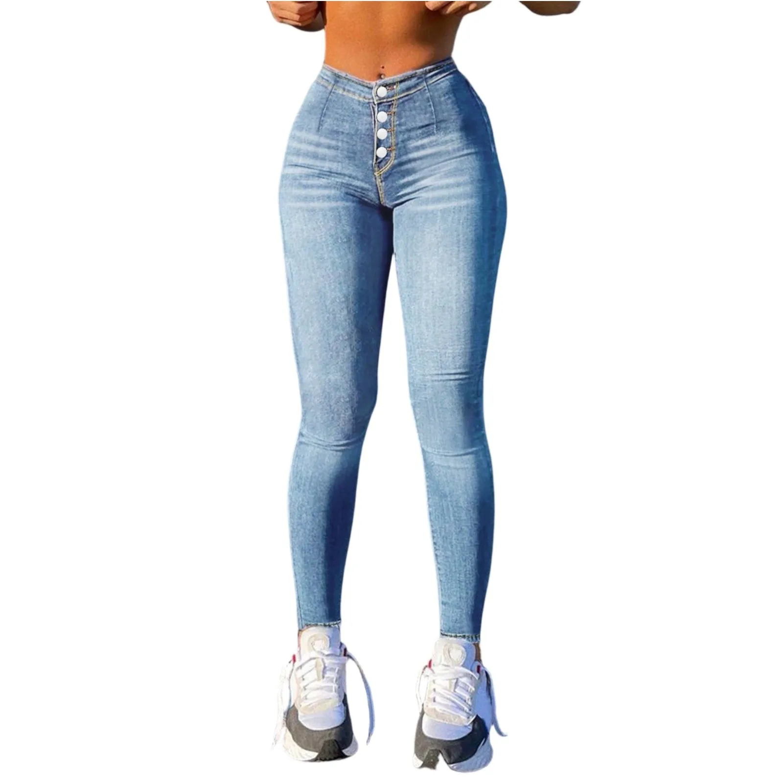 Jeans dimagranti alla caviglia alla moda da donna Lady Casual semplice tinta unita design elastico pantaloni in denim ragazza abbigliamento da strada quotidiano