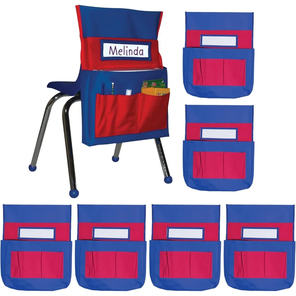 6er Pack blau und rot Chair back Buddy Pocket Chart Set, 15 "x 19" Stuhl lehne Schul bedarf Pocket Organizer