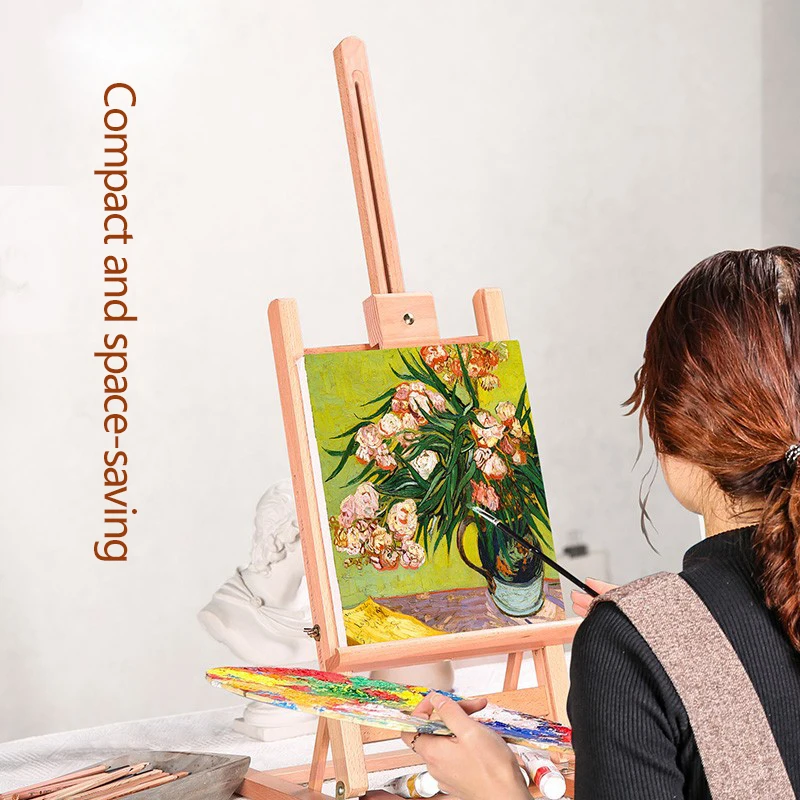 Desktop easel, drawing board, small folding beech solid wood easel, sketching display stand, children's oil painting stand