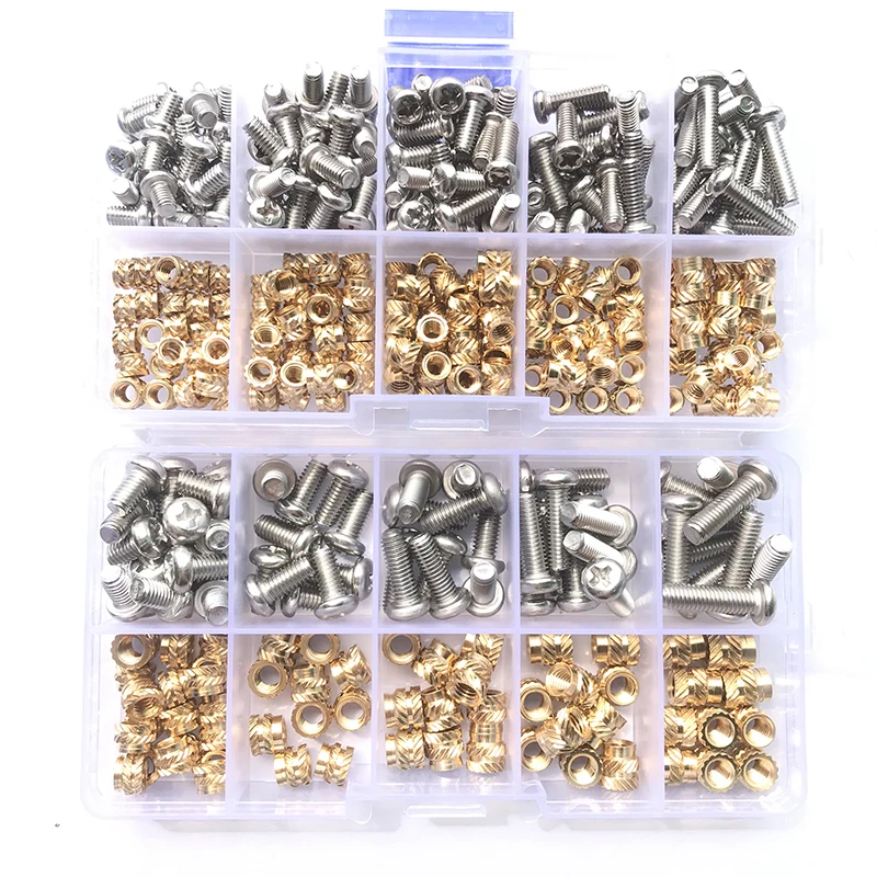 Messing-Einsatzmutter und Schrauben-Sortiment-Set, 260–500 Stück, M2, M3, M4, Hot-Melt-Einsatz, Rändelmutter, Injektions-Einbettungsmutter für 3D-Drucker – Detail 14