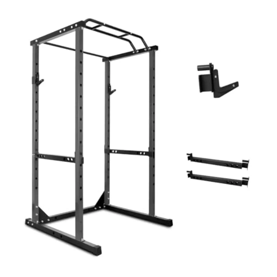 1200lbs Ccity Power Cage Strength Training Multi-Function Squat Rack for Home Gym with J-Hooks Angled Pull-Up Bar Steel Gray Po