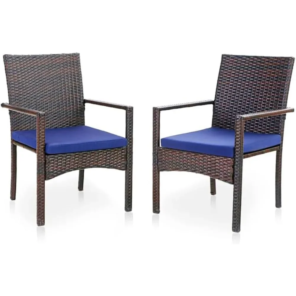 

Patio Wicker Chair Set of 2, Outdoor Modern PE Rattan Armchair with Removable Cushions for Deck, Porch, Balcony