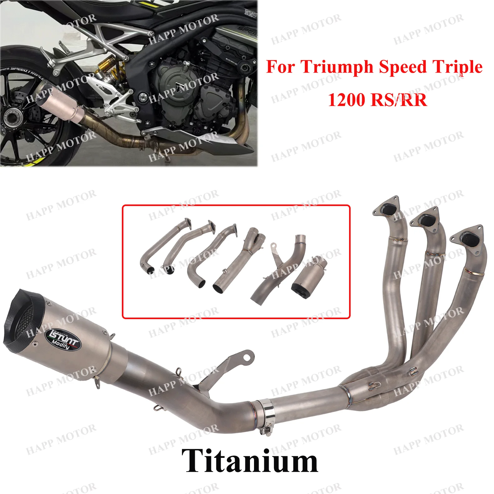

1200rs Exhaust Pipe for Triumph Speed Triple 1200 RS / 1200 RR Exhaust Full System Escape Muffler Titanium