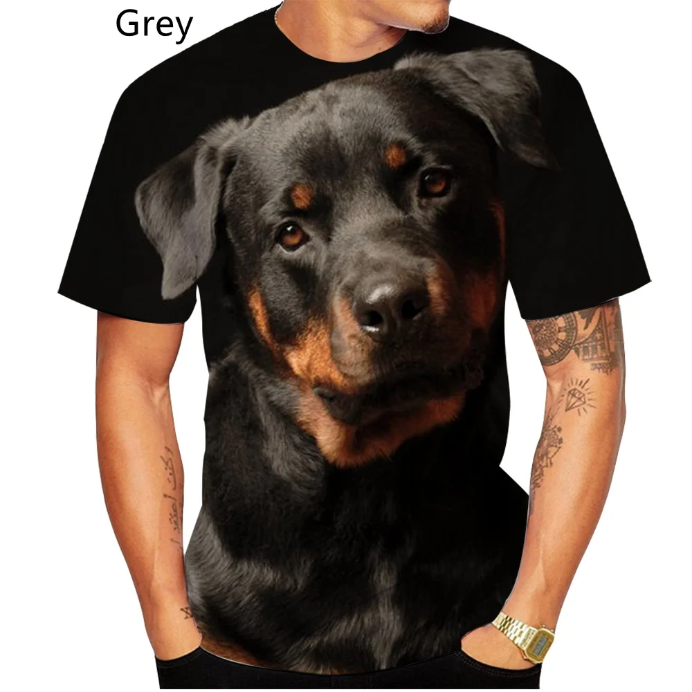 2022 New Design Cute Pet Dog Rottweiler 3D Print T-shirt Funny Stylish Mens and Womens Casual Short Sleeves