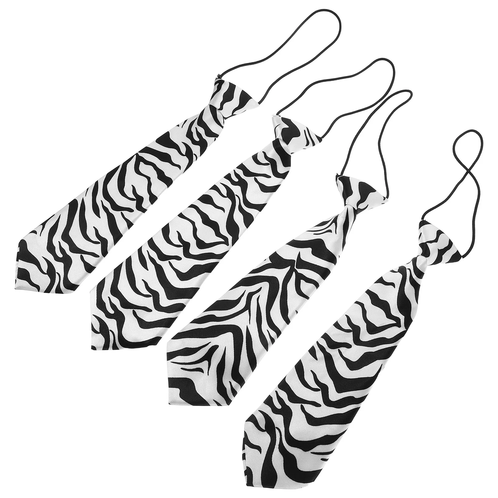 

4pcs Kids Neckties For Boys: Korean Print Student Necktie Uniform Accessory Elastic Fit School Party Wear Costume