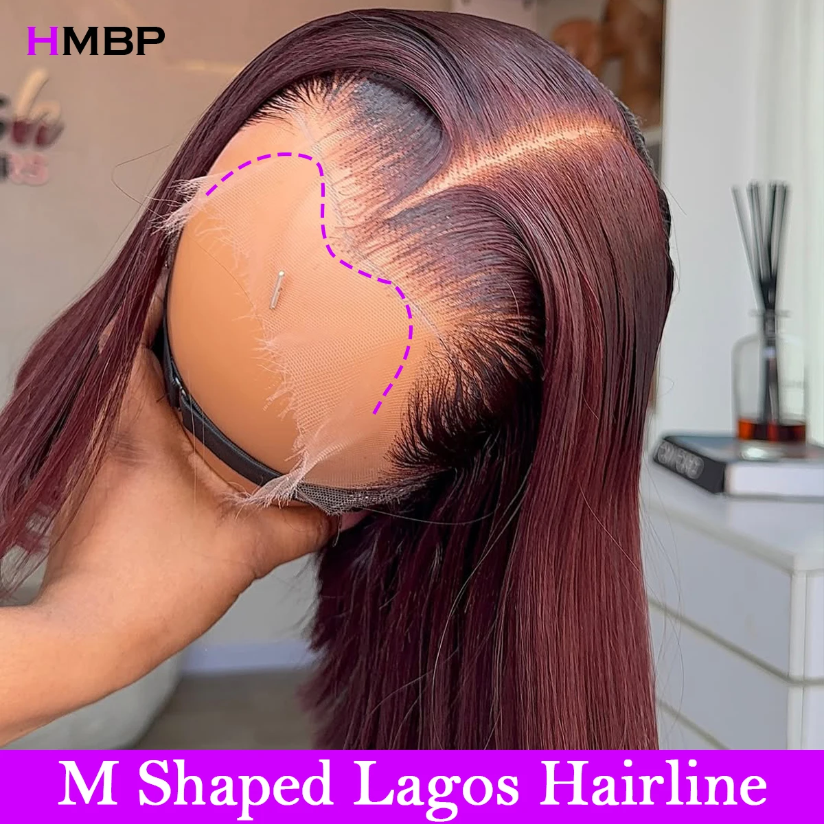 

Lagos Hairline Bob Wig Human Hair 99J Glueless Super Double Drawn Bob 13x6 HD Transparent Lace Frontal Short Bob Wig Preplucked