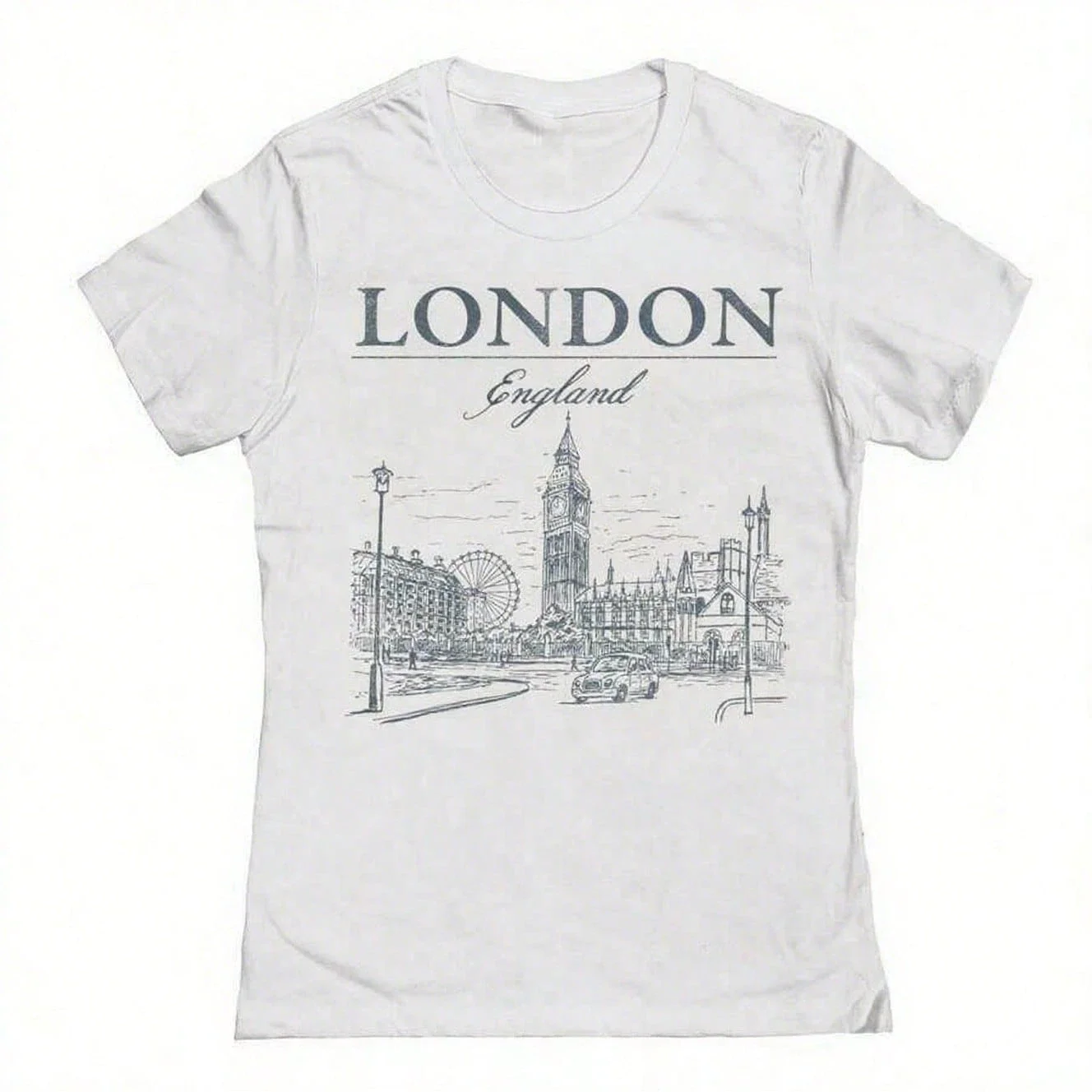 

Хлопковая футболка с графическим принтом London England для женщин, повседневная, в винтажном стиле