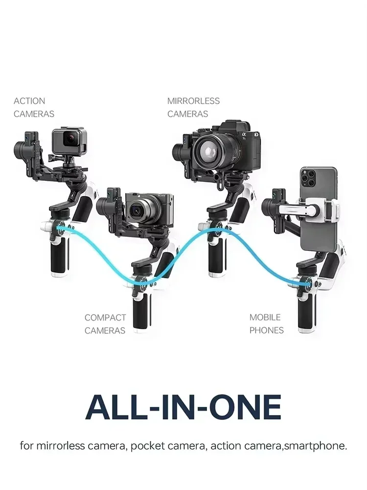 Feiyu Scorpion Stabilizer Gimbal SCORP Mini for Smartphone, Mirrorless, and Action Camera Stabilization, mini 2 Follow Shooting