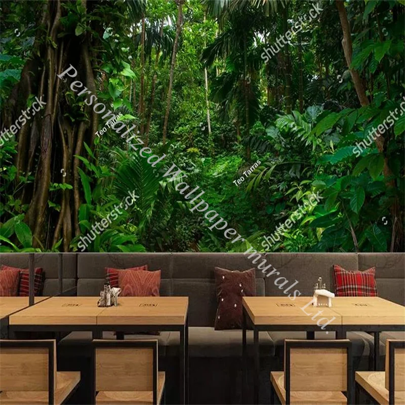 

Forest Jungle Green Plants Natural Landscape 3d Photo Mural Wallpapers for Living Room Cafe Bar Restaurant Background Wall Paper