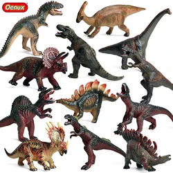 Oenux Soft Jurassic Carnivorous Triceratops Stegosauridae T-rex Dinosaur Toy Action Figures Collection Animals Model Kids Gift