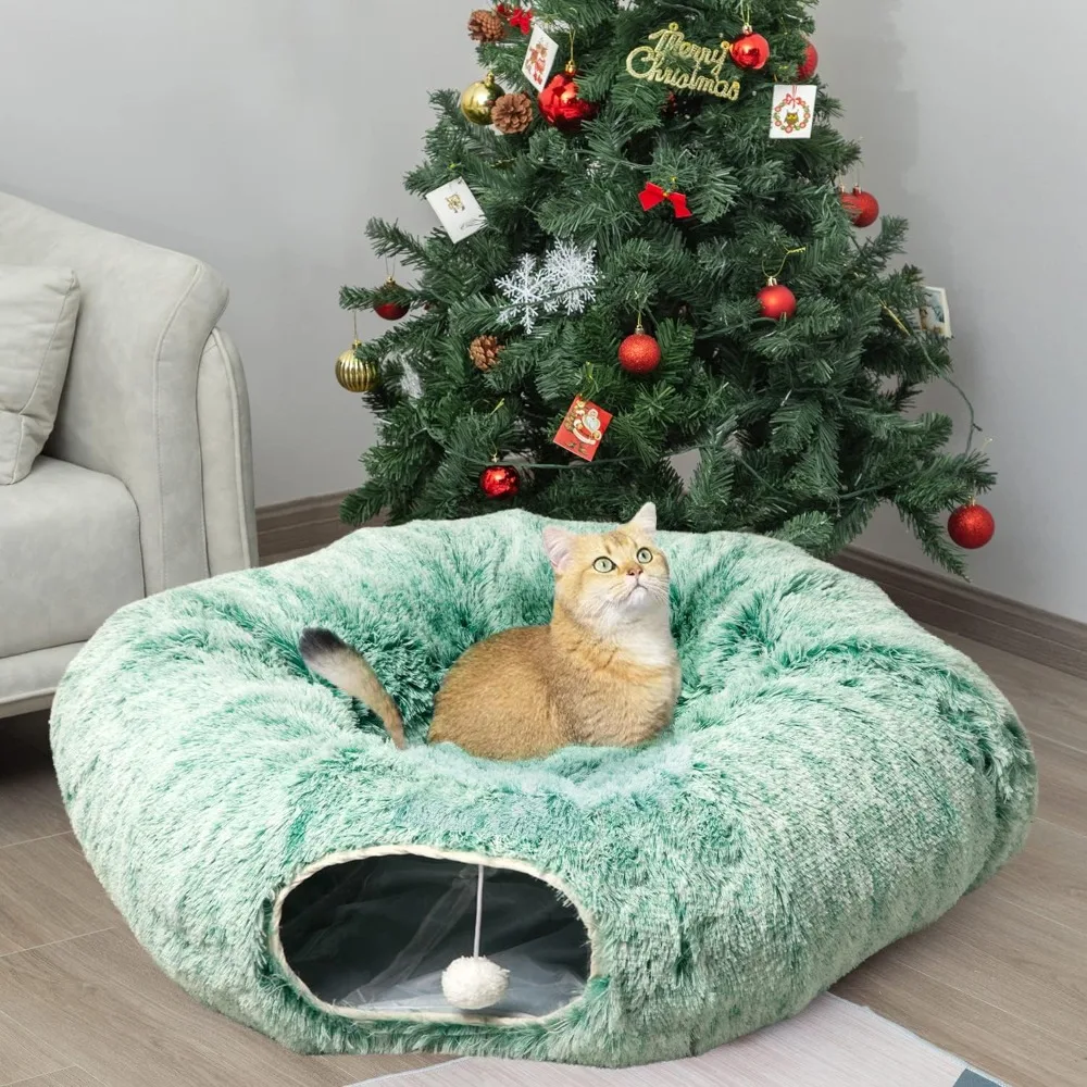 Cat Tunnel Bed with Central Mat,Big Tube Playground Toys