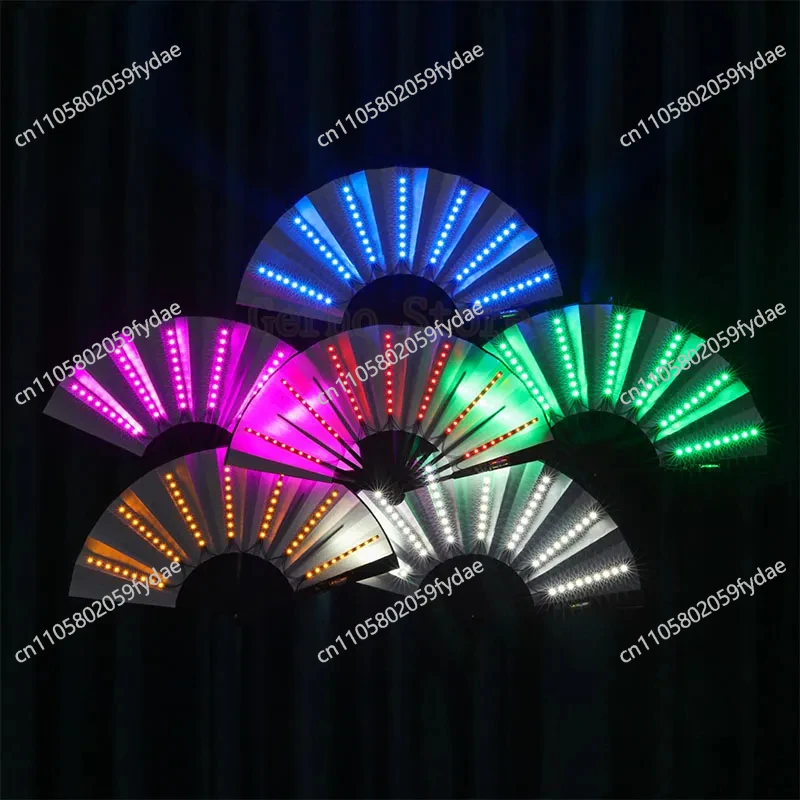 Glow Folding Led Fan Dancing Light Fan Night Show Halloween Christmas Rave Festival Accessories Glow In The Dark Party Supplies