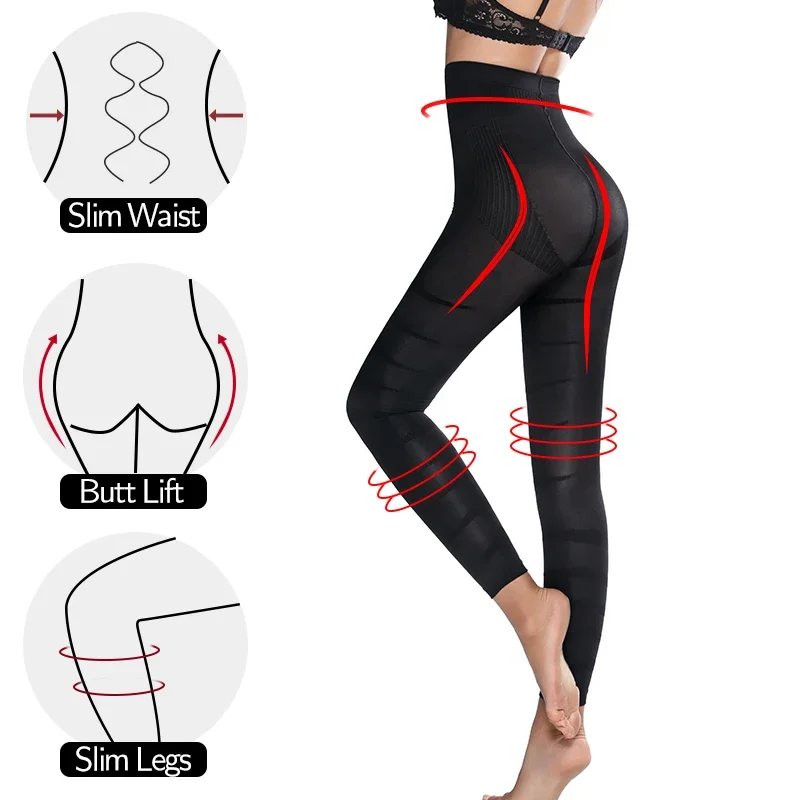 Mallas de cintura alta para mujer, pantalones ajustados de compresión, moldeadores de piernas, bragas adelgazantes anticelulitis, Control de barriga