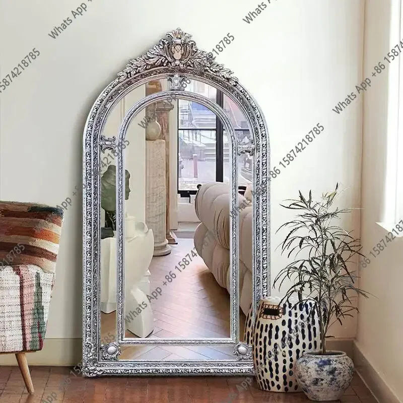 40X New French Large Mirror Full Body Wall-mounted Full-length Mirror European New Retro Beauty Engraved Floor-to-ceiling Home