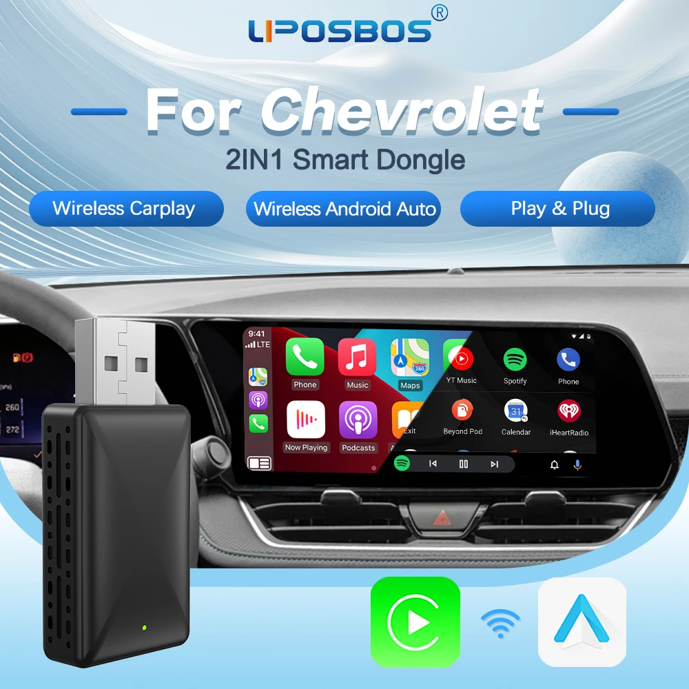 

Carplay Wireless Android Auto Adapter 2in1 Smart Dongle Play&Plug For Chevrolet Volt Cavalier Camaro Cruze Sail LOVA
