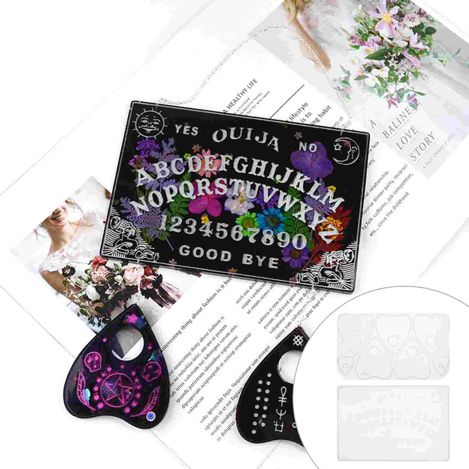 

2 Pcs Ouija Board Mold Smooth Interior Energy Symbol Cake Love Surface Divination Silica Gel Prophecy Molds DIY Epoxy