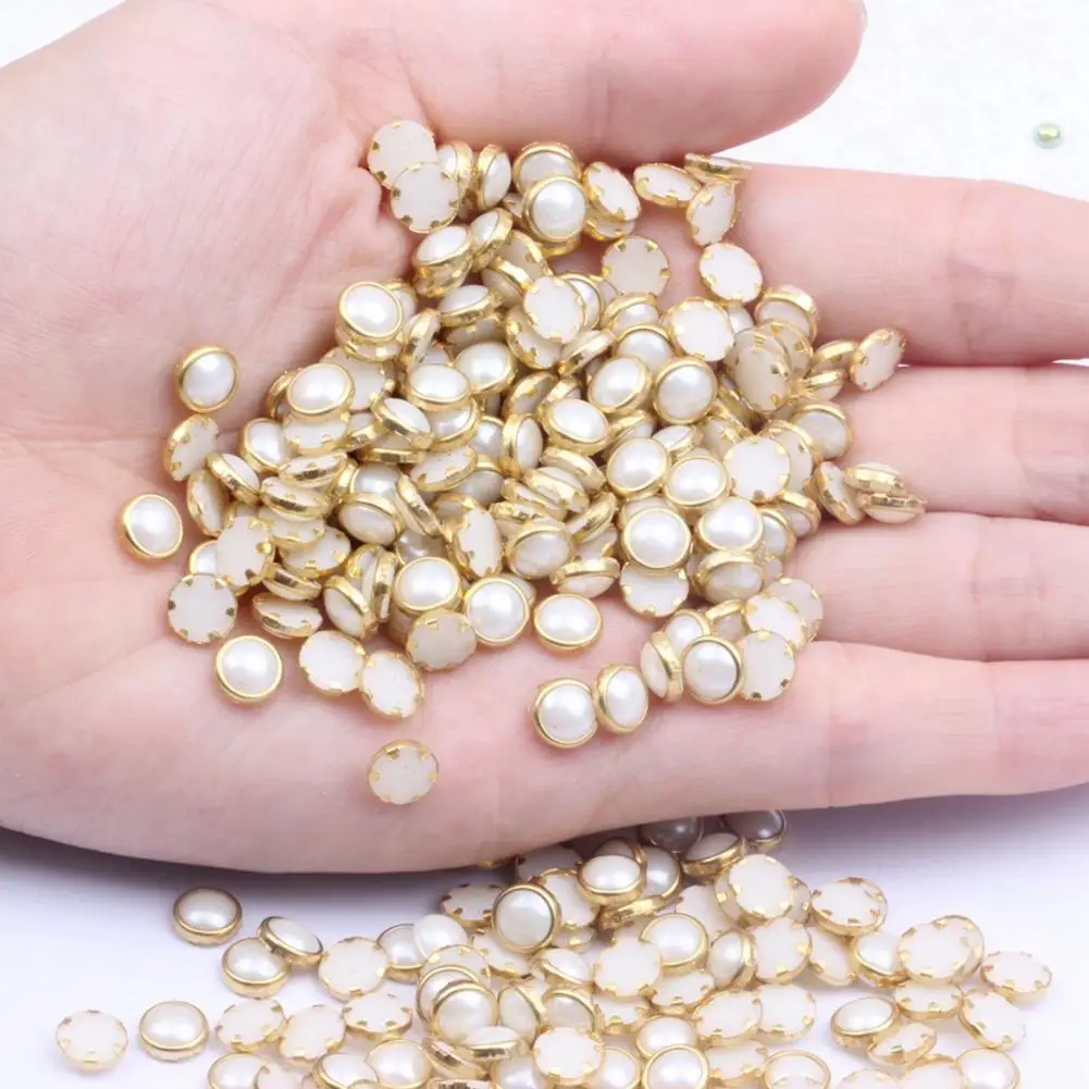 Nail Art Decorations Metal Rhinestone Nail Beads 100pcs Handcraft Half Round Diy Beauty Glitter Decoration for Nail Art Head