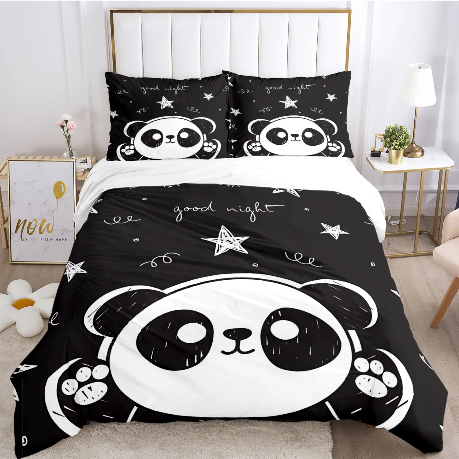 

Cute Panda Duvet Cover Cartoon Kawaii Comforter Bedding sets Soft Quilt Cover and Pillowcases for Teens Single/Double/Queen/King