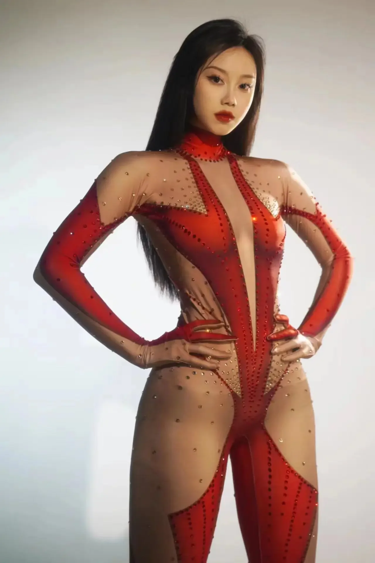 Women SexyStretch Dance Bodysuit Party Singer Stage WearBirthday Drag iueen Costumes Glitter Rhinestones Jumpsuit - view 4