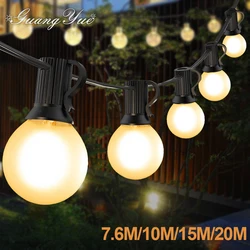 Guirnalda de luces Led Retro G40, luz de calle con enchufe europeo y estadounidense, vidrio esmerilado blanco cálido conectable, decoración de jardín y patio de boda al aire libre
