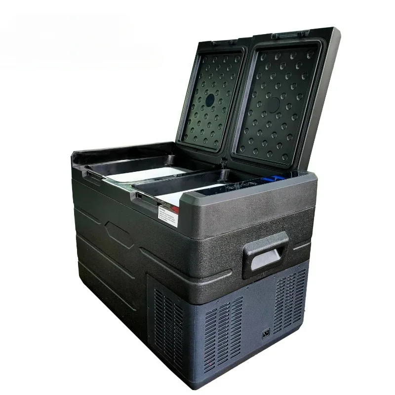 

High-quality 12V 24v compressor 35L dual-zone mini car refrigerator, used for car RV food and fruit beverages