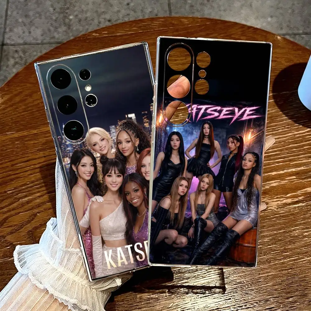 Hot Music KATSEYE Phone Case For Samsung S25 Shatterproof Non-Slip Grip Transparent Printed Phone Case
