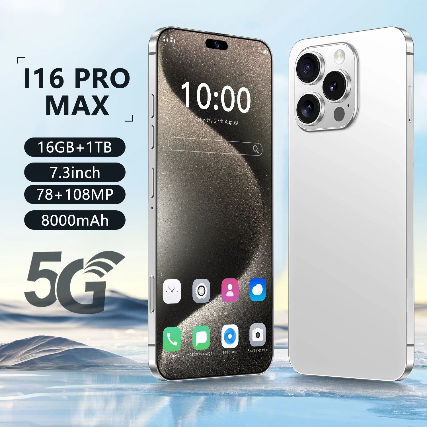 

I16 Pro Max 2026 Новый ГОРЯЧИЙ 7,3-дюймовый HD Global Edition Оригинальный смарт-двойной аккумулятор 7800 мАч Функция распознавания лиц