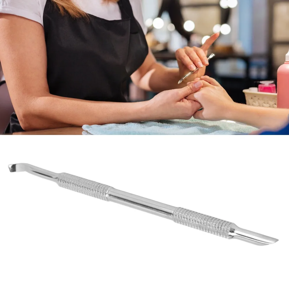 Stainless Steel Double Ended Cuticle Pusher Horseshoe Shape Beveled Bent Blade Stainless Steel Cuticle Scraper