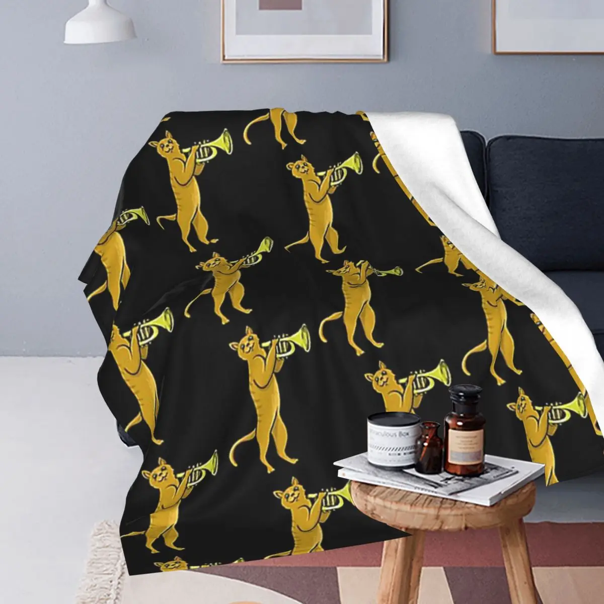 Trumpet Cat Blanket Flannel Warm Throw Blanket Sofa Throw Blanket For Couch Bedding Office Throws Bedspread Quilt